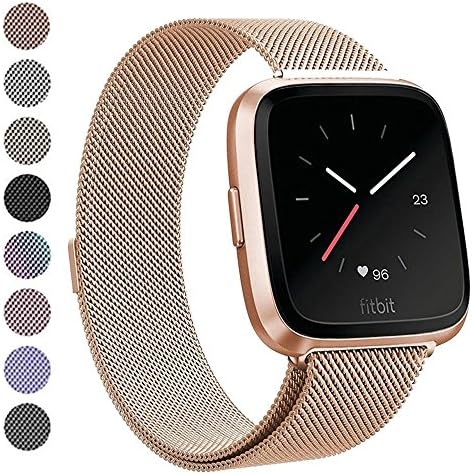 Deyo Compatible Fitbit Versa Bands Women Men,Stainless Steel Milanese Loop Metal Replacement Bracelet Band with Magnetic Closure Accessories Wristbands Compatible Fitbit Versa Smartwatch