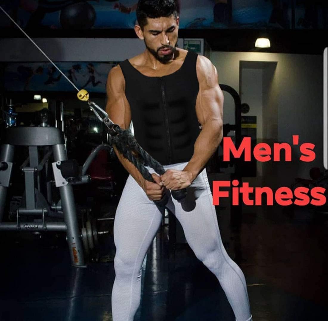 FLORATA Men Waist Trainer Vest Hot Sweat Sauna Suit Corset Body Shaper Zipper Tank Top Workout Shirt : Clothing