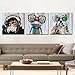 XXLarge Retro Animals Canvas Wall Art,Vintage Gorilla Monkey Music Painting Prints Happy Dog Frog Giclee Canvas Prints Home Decor Animal Prints (32