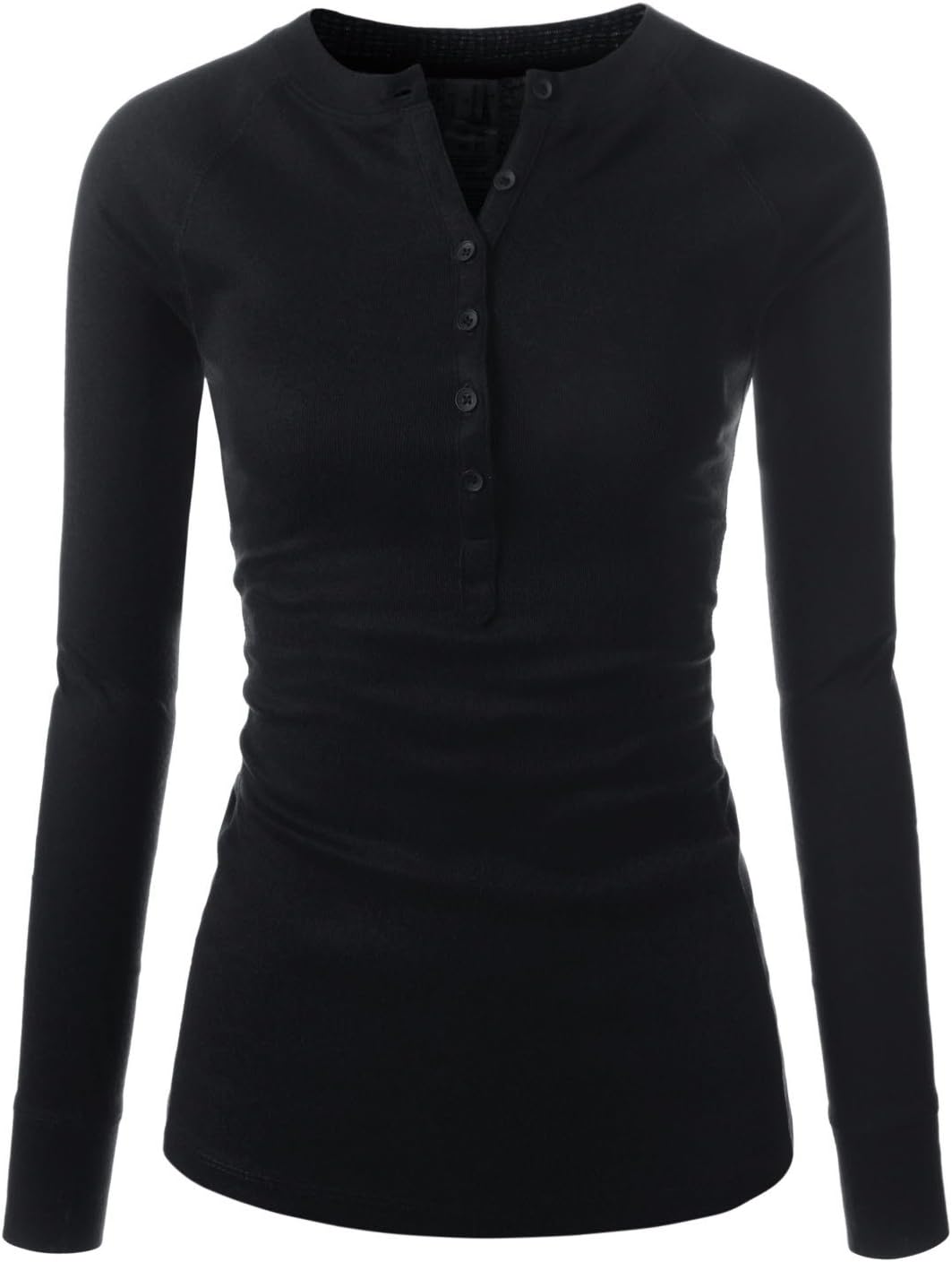 Nearkin Long Sleeve Button Henley Shirts Tunic Raglan Cotton Tops t Shirts Women