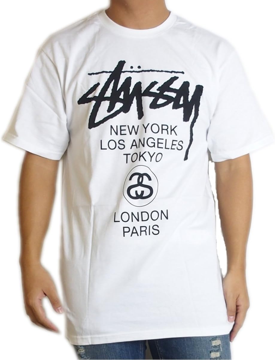 Amazon Stussy ステューシー Tシャツ 半袖 World Tour Tee メンズ 大きいサイズ 2xl White 並行輸入品 Tシャツ カットソー 通販