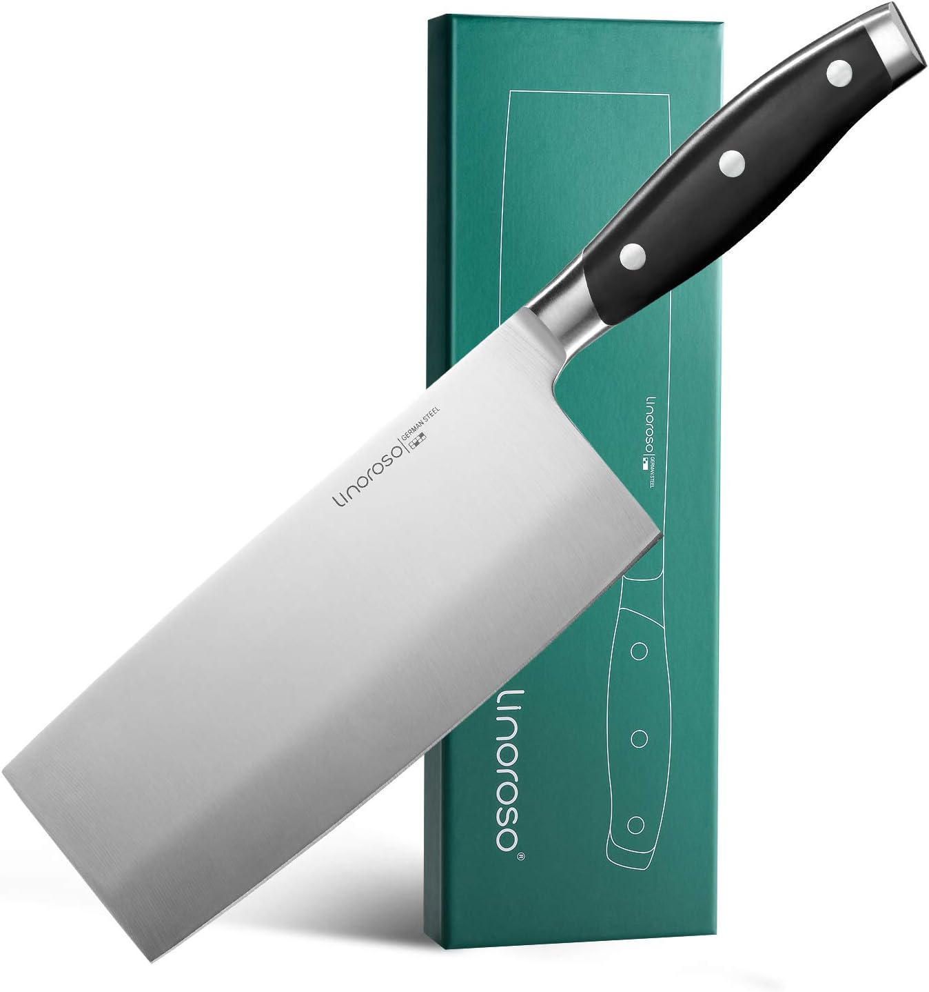 Amazon Com Linoroso Meat Cleaver Knife 7 5 Inch Butcher Knife Sharp Chinese Cleaver Kitchen Chef Knife With German High Carbon Stainless Steel Blade Full Tang Ergonomic Handle Classic Series Kitchen Dining