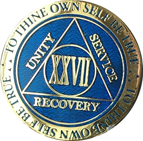Recoverychip 27 Year Reflex Blue Gold Plated AA Medallion Chip