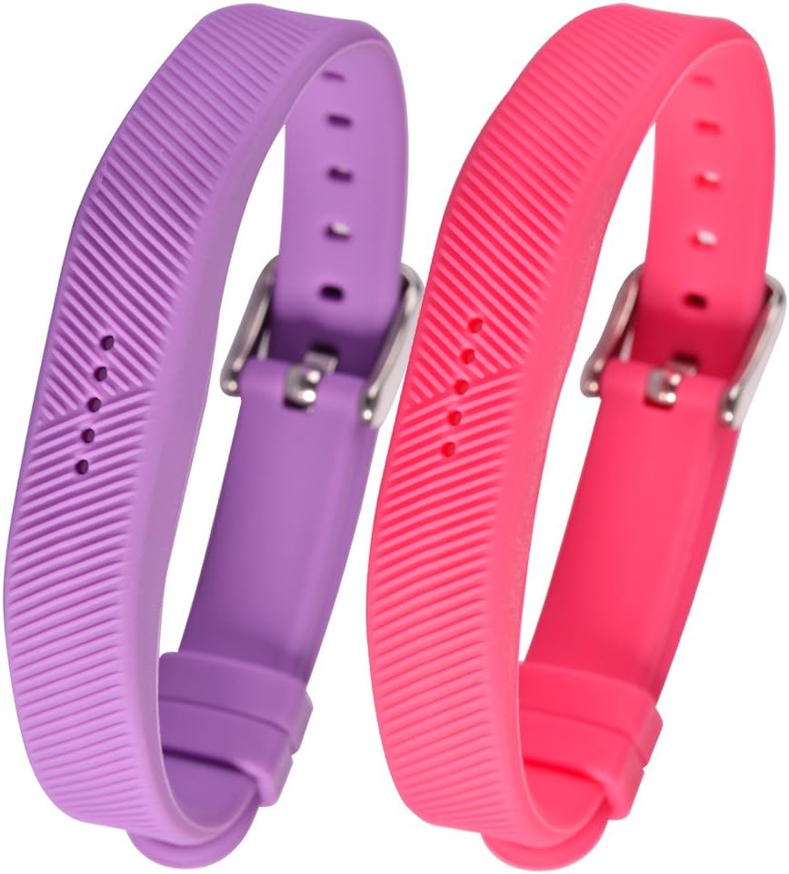 AIWELL Bands for Fitbit Flex 2,Soft Silicone Band Replacement Accessories Adjustable Strap Belts for Fitbit Flex2 (Hot Pink+Light Purple)