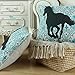 CaliTime Canvas Throw Pillow Cover Shell for Couch Sofa Home Decoration 18 X 18 Inches Turquoise Geometric Pattern with Black Horse