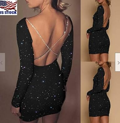sequin backless mini dress