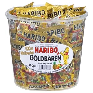 Haribo – Mini Ositos Oro, Estuche de 100 Bolsitas, 1000 gr.