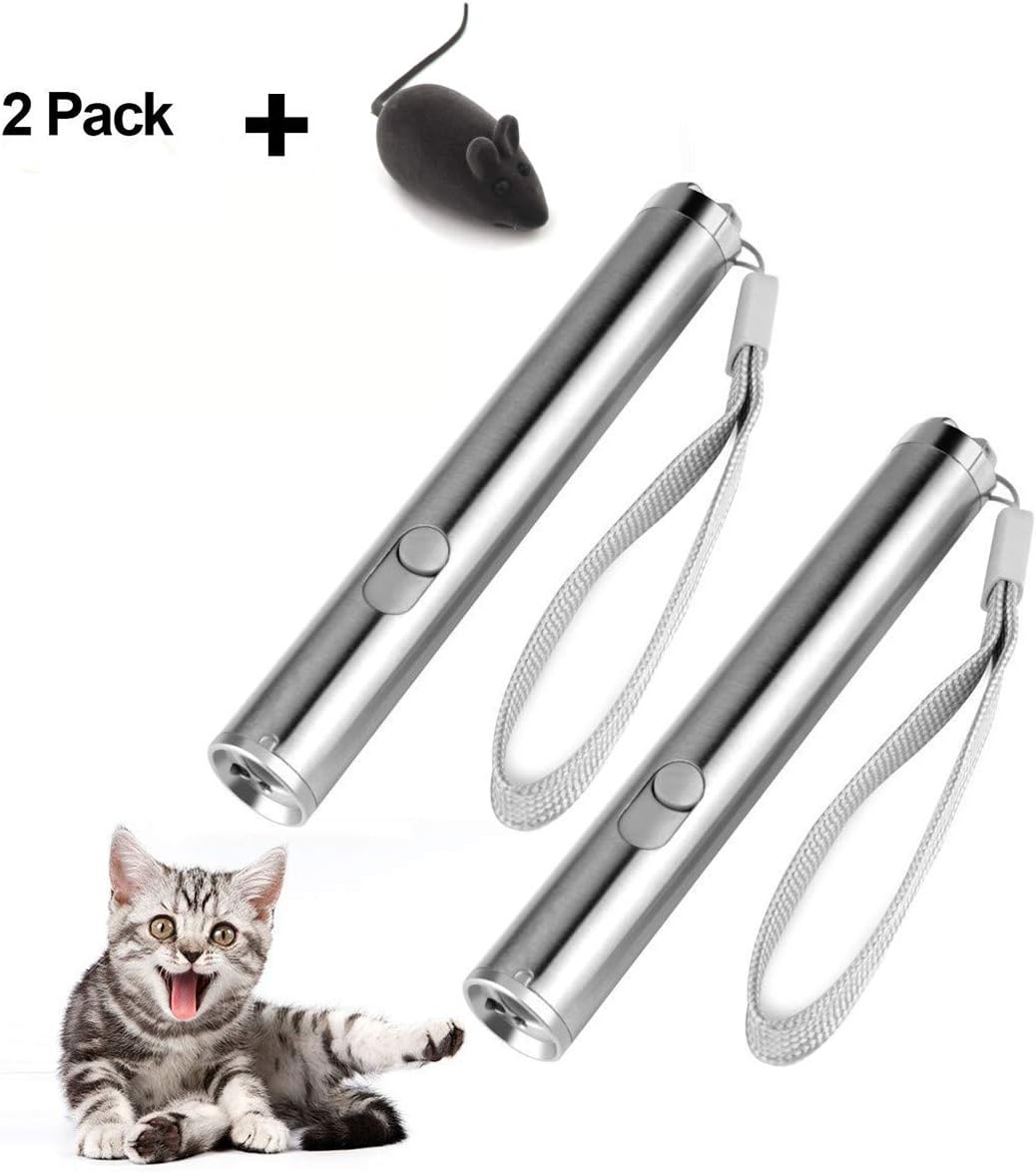 Can be Used for Bicycle Lights, Night Vision Lights, cat Toys, Interactive Light Toys for Dogs and Cats, 2-in-1 red Light/LED Flashlight, Animal Chaser Exercise Toys Domestic (Pack of 2)