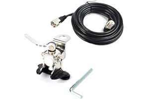 UAYESOK Car Antenna Mount Bracket Clip Trunk Lid Hatchback Mobile Radio Antenna Mount Base with 5M/16.4ft SO239 to PL-259 RG-58 Coax Cable for Vehicle Car HAM Radio Antenna