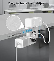 Dual Layer Desk Clamp Power Strip, 19 in 1 Desktop
