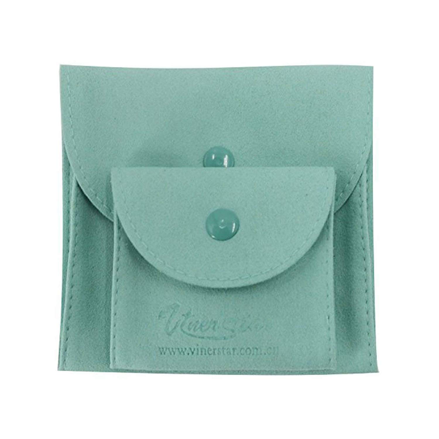 Vinerstar Pack of 2 PCS Microfiber Faux Suede Leather Small Jewelry Pouch with Snap Button (Blue)