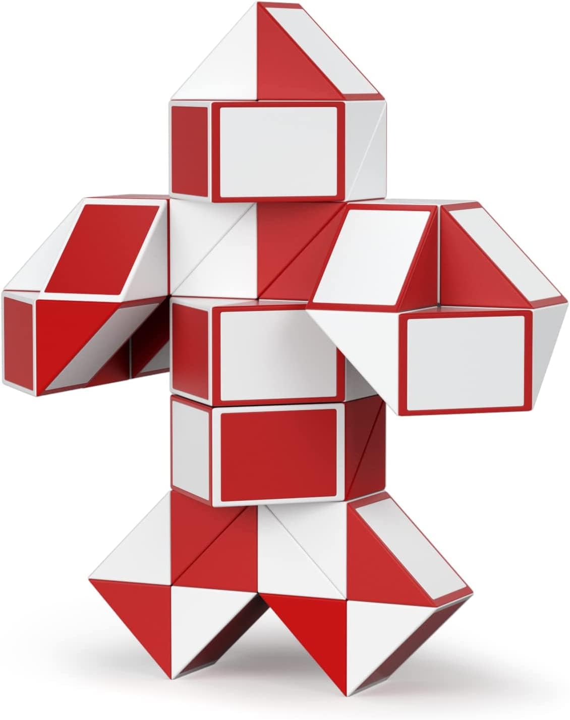 ROXENDA Magic Snake with 60 Segments, Magic Cube Twist Puzzle - 3D Puzzles Games Fidget Snake Toy Christmas Stocking Fillers for Kids and Adults - 1 Pack (Red)