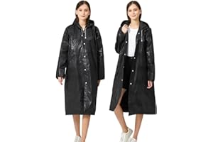 BAITEMJIA Rain Ponchos for Adults, Reusable Waterproof Hooded EVA Rain Coats Rain Jackets Rainwear for Women Men, Pack of 2