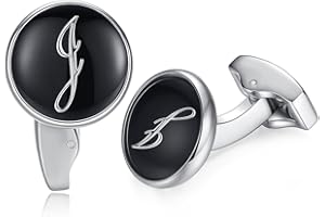 HONEY BEAR Initial Alphabet Letter Cufflinks Round for Mens Wedding Gift