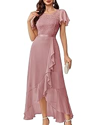 BeryLove Prom Dresses for Women Wedding Guest Ruffe