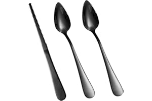 3pcs Grapefruit Spoons and Knife Set with Serrated Edge, Stainless Steel Grapefruit Curved Serving Utensils for Citrus Lemon 