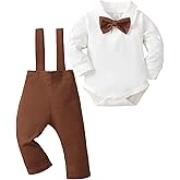 KIMI BEAR Newborn Baby Boy Clothes Gentleman Wedding Suit Infant Outfits Formal Dress Shirt+Bowtie+Suspender Pants