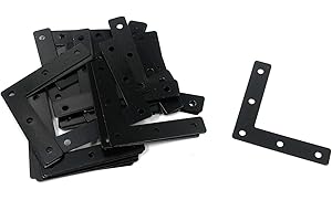 Mending Plates for Wood Black Mcredy Flat L Shaped Corner Brace 80x80mm/3.15x3.15" (LxW) Mending Bracket L Shaped with Screws Set of 20
