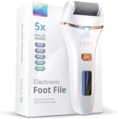 Essy Electric Foot File with 5 Rollers - Callus Remover, Pedicure Set