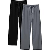 EA'S SECRET Men's 100% Cotton Pajama Bottoms Stretch Waist Soft Drawstring Sleep Lounge Pj Pants with Pockets
