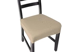 NORTHERN BROTHERS Dining Chair Seat Covers Set of 6, Seat Covers for Dining Room, Stretch Washable Chair Slipcover Protector, Khaki