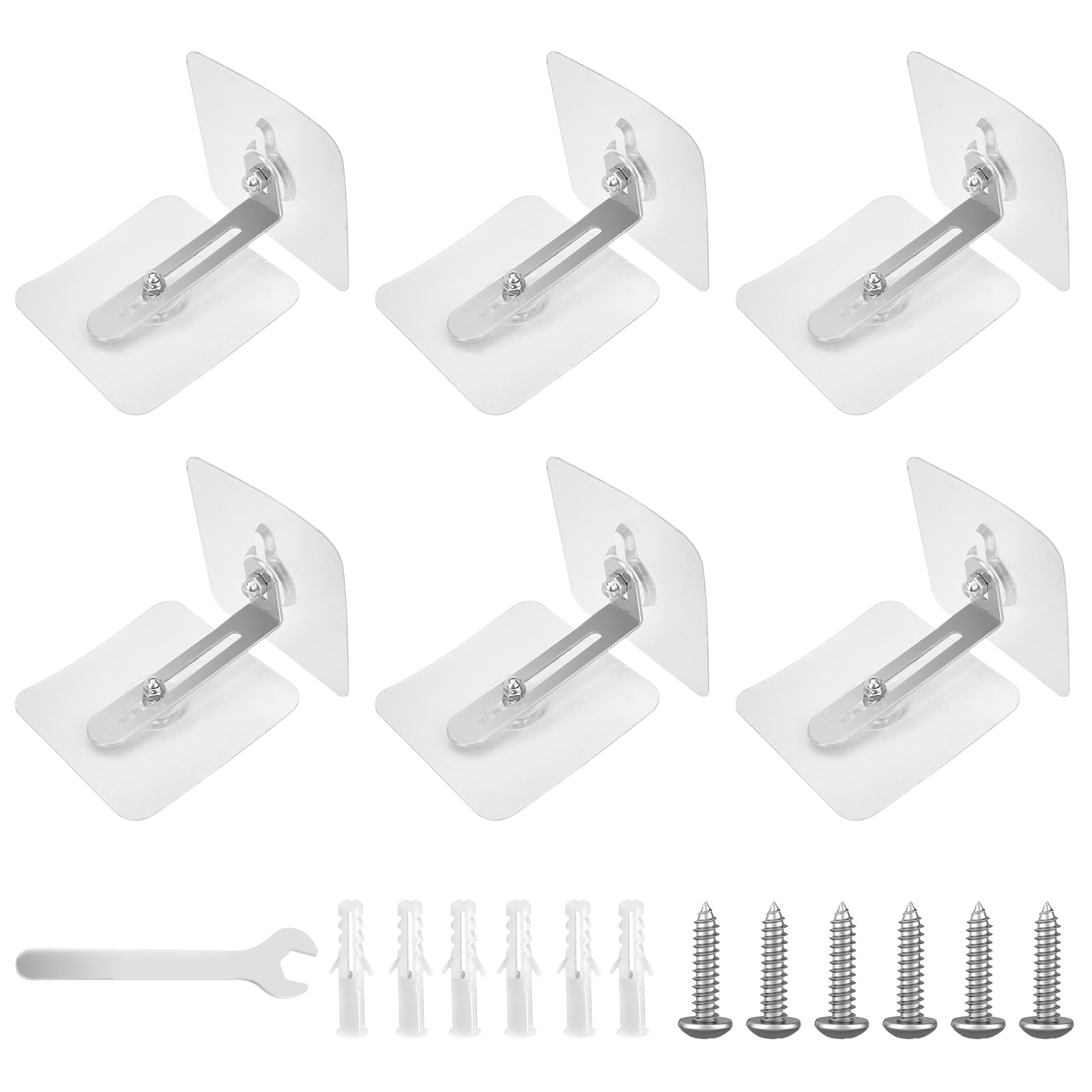 6 Sets Furniture Wall Anchor, Tilt Protection, Anti-Tilt Fixator, Furniture Tilt Lock Set, Wall Fixture with Tilt Lock for Baby Lock Furniture Anchor, Wardrobe, Shelf(with Wrench)