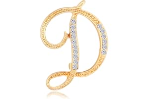 ETHOON Letter Brooch Pins Initial Rhinestone Brooch for Women Crafts Gold A-Z