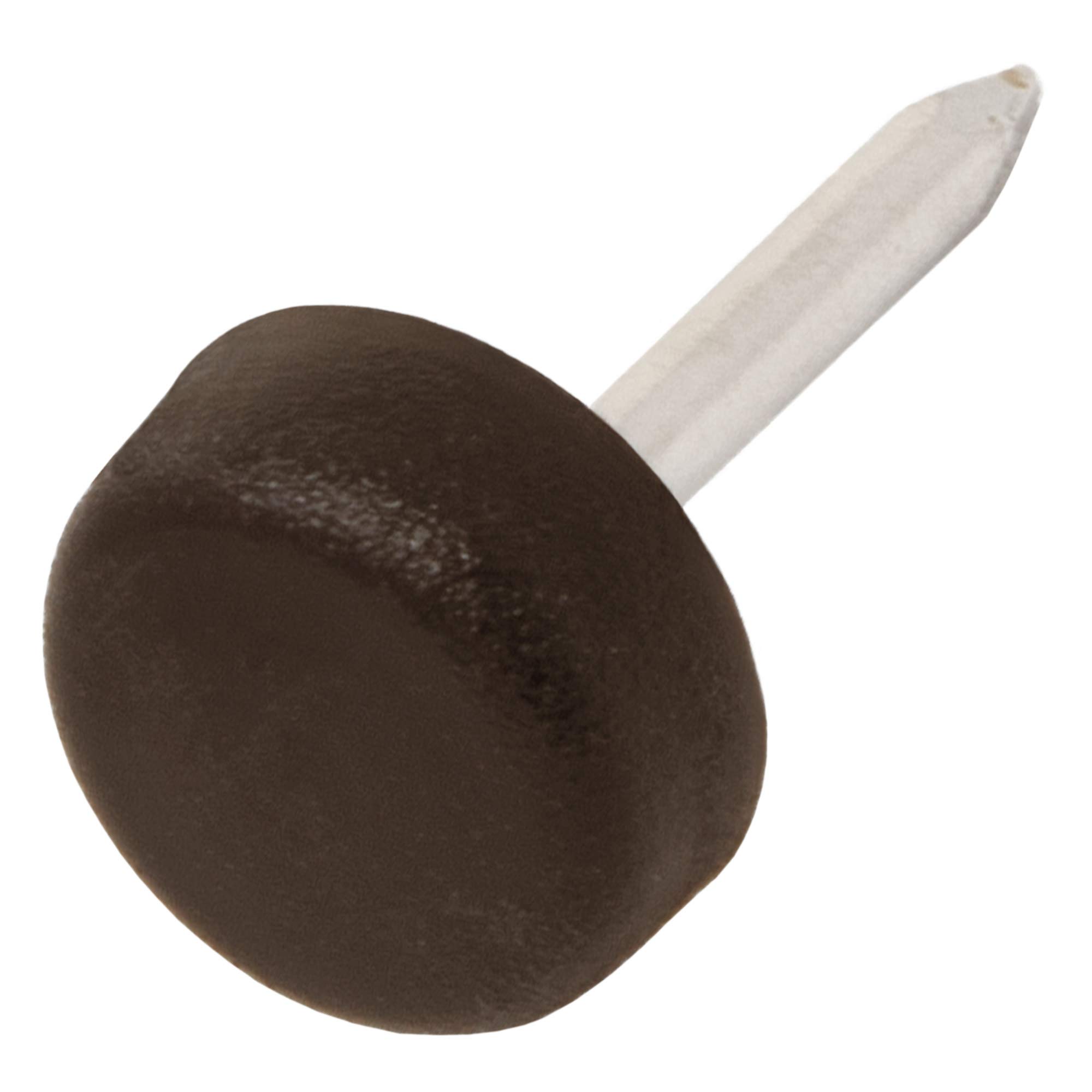 Adsamm® / 16 x Glides in plastic with nail | Ø 0,39'' (Ø 10 mm) | brown | round | Premium quality furniture sliders with nail by Adsamm®
