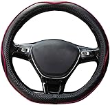 ISTN Microfiber Leather Car Steering Wheel Cover 15 Inch D Shape Wine Red