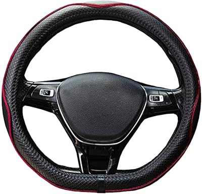 ISTN Microfiber Leather Car Steering Wheel Cover 15 Inch D Shape Wine Red