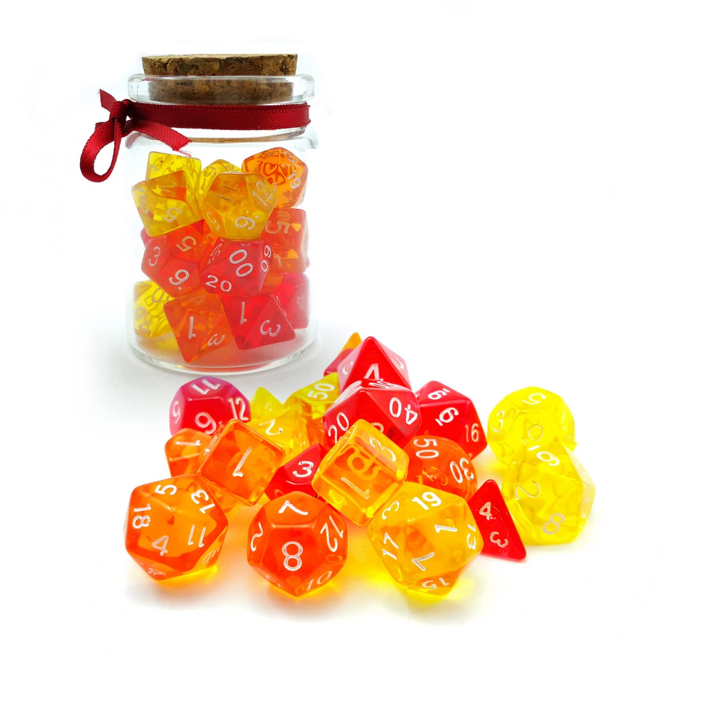 Bescon Mini Dice Gem Set 21pcs -21 Gem Mini Polyhedral Dice, 3 colors in Complete Set of 7, Miniature 10MM Dice Size