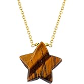 NJCRAFT Natural Star Gemstones Pendant Necklace, Handmade Stone Pendant Jewelry, Healing Crystals, AAA Grade Stone, Adjustable Chain, Birthday Gift for Women, 18 Inch