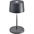 Zafferano, Olivia Mini Lamp, Portable and Rechargeable Table Lamp with Touch Controls, Suitable for Indoor and Outdoor, Dimmer, 2200-3000 K, Height 8.7 Inches, Dark Grey Color