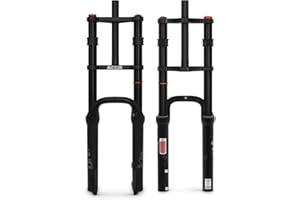 BUCKLOS 20 x 4.0 inch Fat Tire Electric Bike Air Suspension Fork Travel 180mm, QR 9 x 135mm Straight Tube 1 1/8 MTB Dual Crown Bicycle Front Forks Disc Brake for Ebike Snow Beach Mountain Bike ect