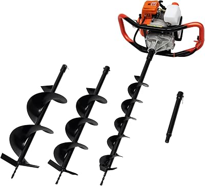 PansyWind 52CC Petrol Earth Auger 2HP Hole Digger 3 Drill Bits 4/6/8"