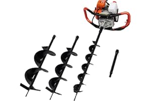 DMSIDN 52CC Gas Powered Post Hole Digger 2.4HP with 3 Auger Drill Bits 4" 6" 8" and Extension Rods, 2-Stroke Earth Digger for Farm Garden Plant Fence Farmland