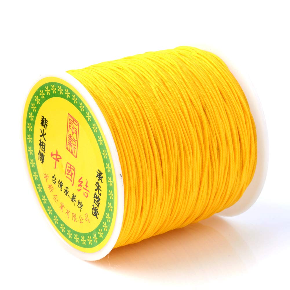 0.8mm Nylon Beading Thread Cord 100yards/roll Macrame Chinese Knotting Cord String for DIY Necklace Bracelet Craft Jewellery Making,Gold — image 1
