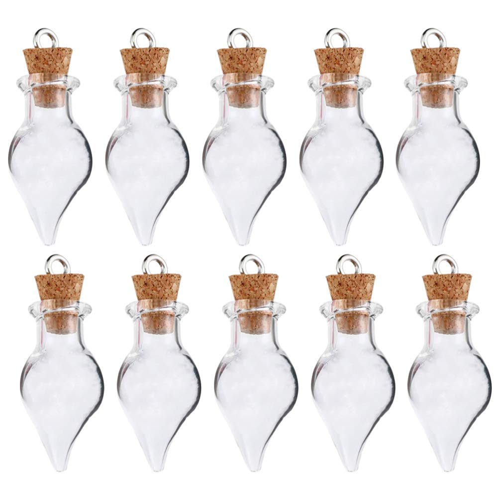 NUOBESTY 30pcs Water Drop Shaped Wishing Bottle DIY Wishing Bottle with Cork Stoppers Mini Glass Tear Drops Jars Vials Wish (Clear)