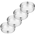 P&P CHEF 6 Inch Cake Pans Set of 4, Round Baking Pan, Stainless Steel Birthday Wedding Metal Layer Cake Pans, Non Toxic & Hea