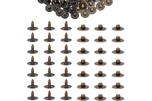 WEBEEDY 120 Sets Brass Jean Rivets 9.5mm Denim Rivets for DIY Jeans Repair, Heavy Duty Metal Studs Decorative Brass Hat Rivet