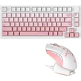 DAREU EK75PRO Sakura Pink Wireless Mechanical Gaming Keyboard and Wireless Gaming Mouse with Charging Dock Combo(HiFi Dream Switch)
