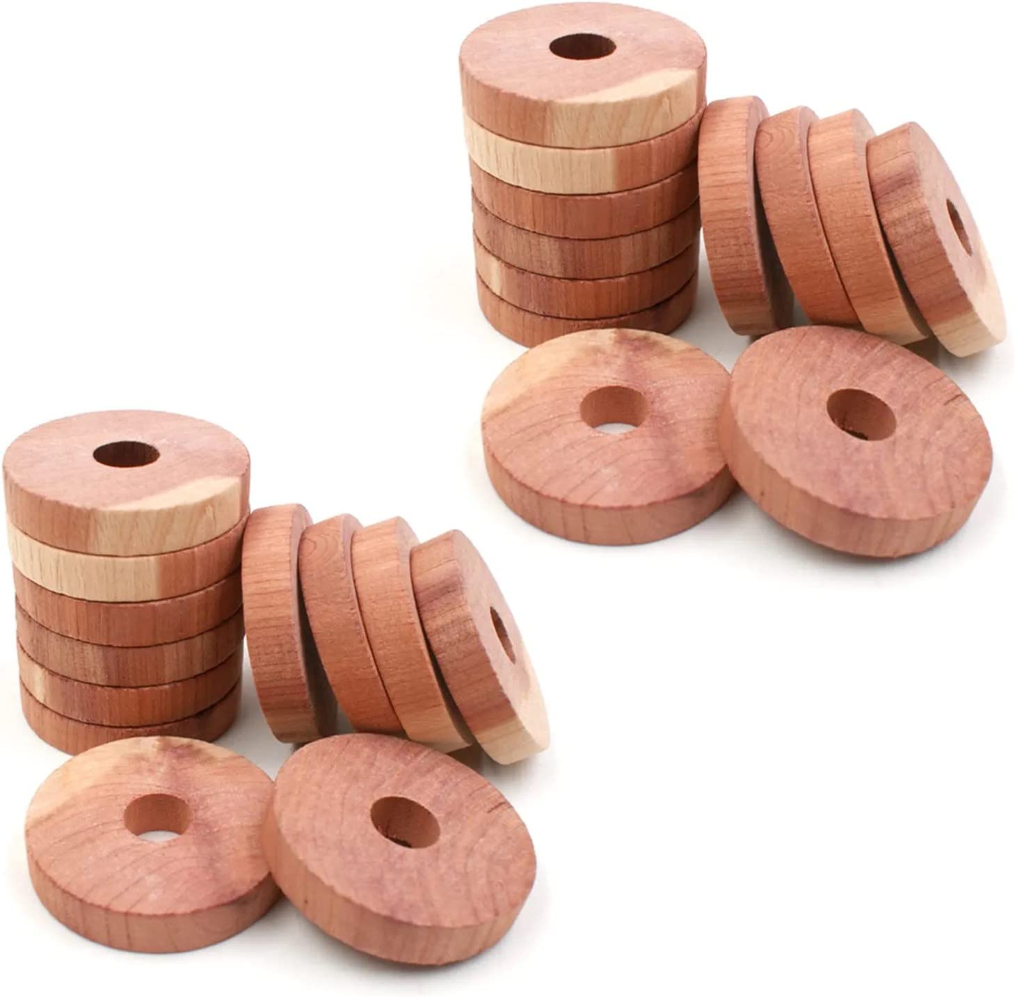 LATRAT Pack of 24 Wardrobe Cedar Wood Moth Ring Natural Flowers Against Clothes Moths Natural Moth Trap Against Clothes Moths Decorative Natural Moth Protection in Wardrobe