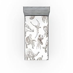 Ambesonne Jurassic Fitted Sheet, Arrangement of