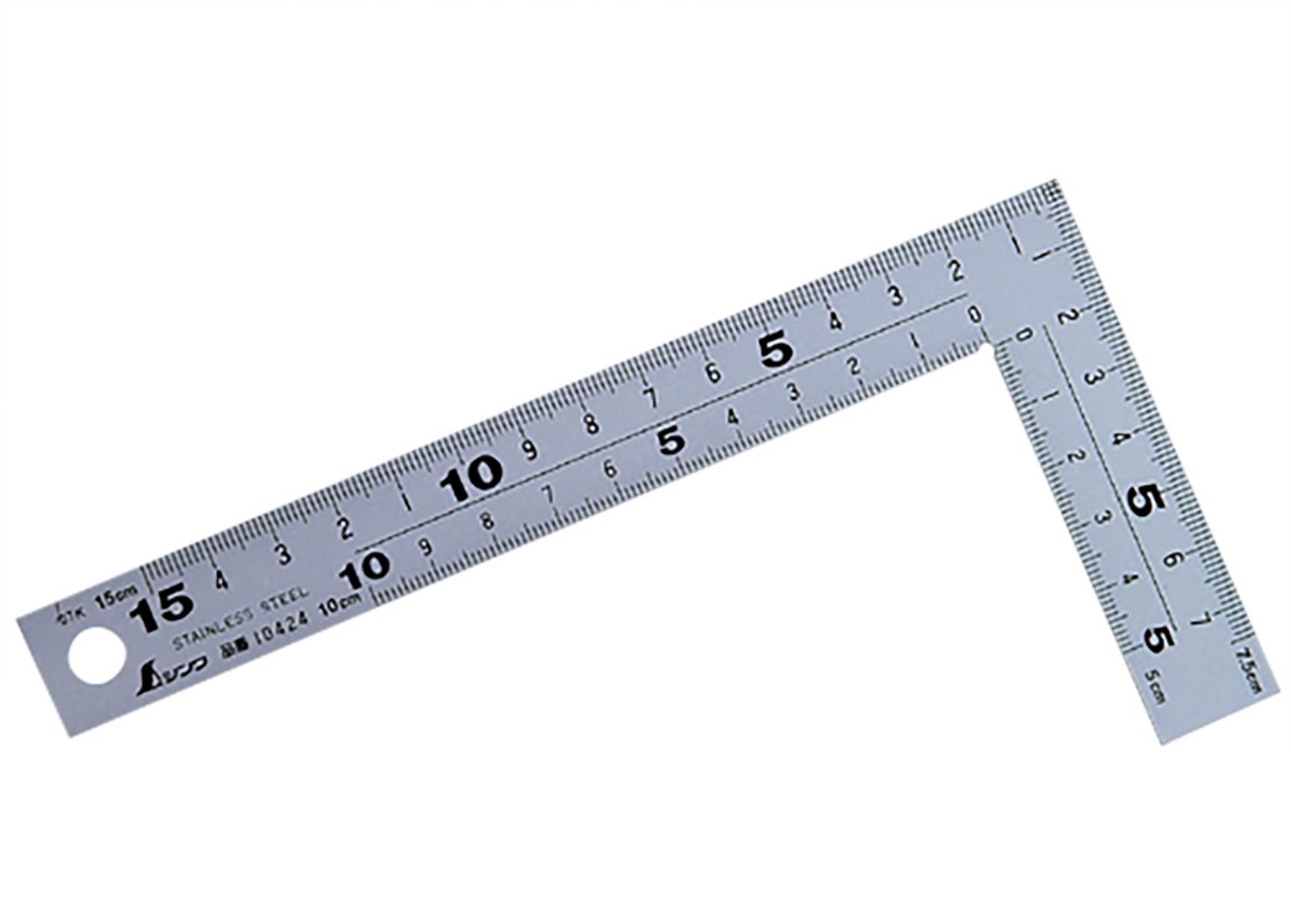 Shinwa Sokutei Steel Square (Thick/Wide width) Silver 15cm (10424) (Japan Import)