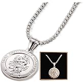 XULAVA St Christopher Necklace Mens Womens,14k Stainless Steel Saint Christopher Pendant Silver Gold Religious Necklaces Perfect gifts for Family Parent Friend Patron Saint of Travellers