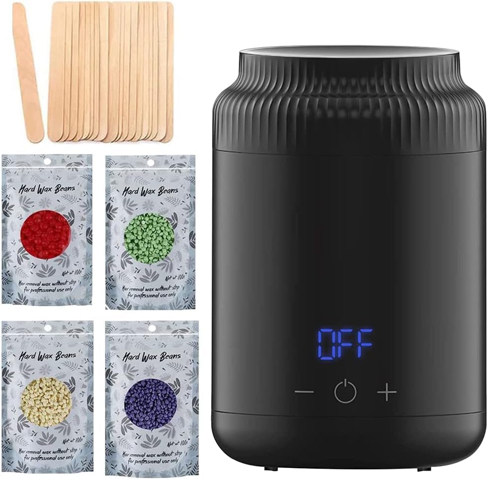 DMG TECH Wax Warmer for Hair Removal - Intelligent Melting Machine With 4 Packs Hard Wax Beads, Hand and Foot Waxing, LED Display