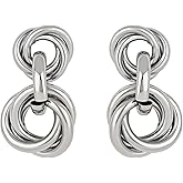 I Jewels Silver Statement Geometric Earrings for Women Trendy Chunky Gold Knot Link Drop Dangle Earrings Fashion Jewelry Gift