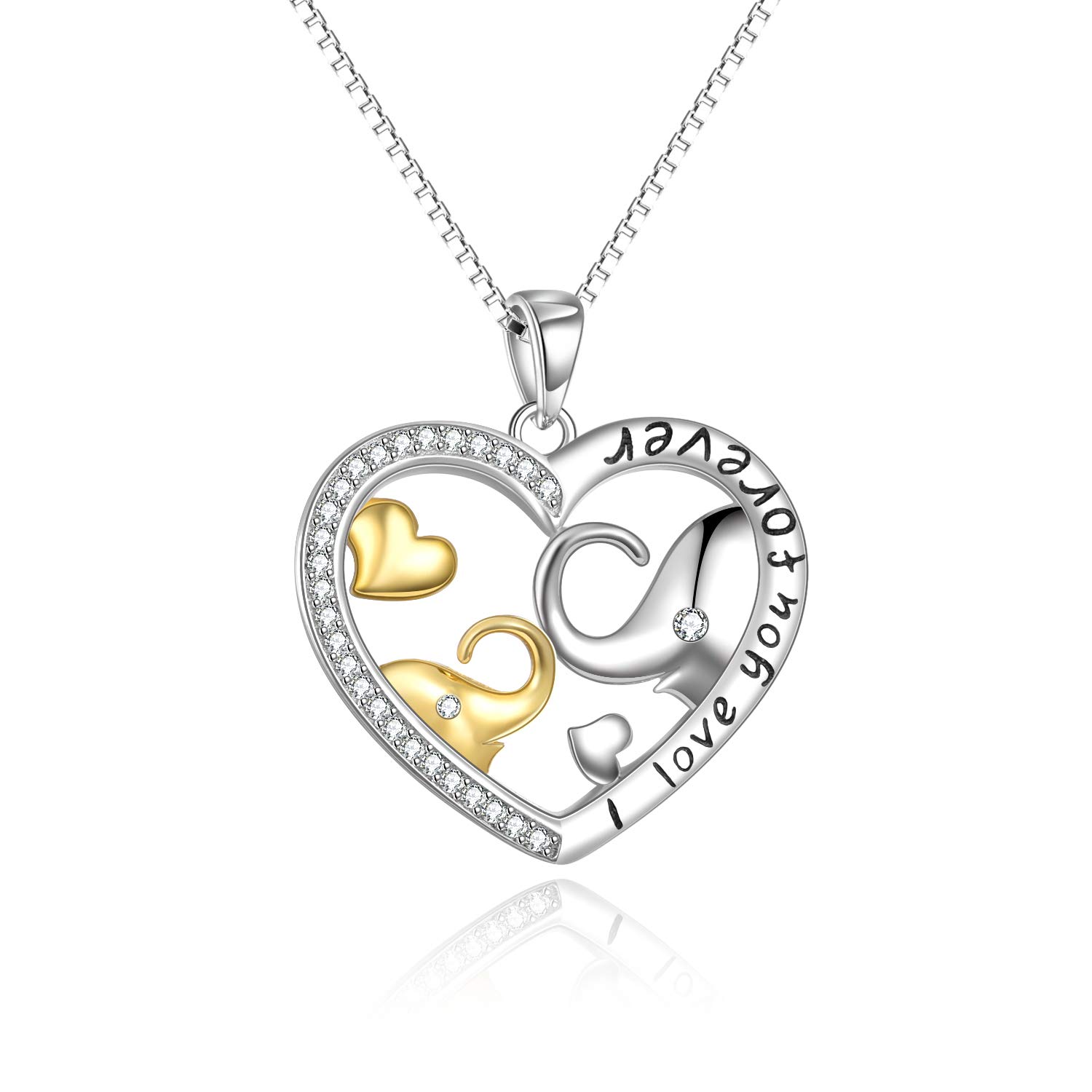 YFN Sterling Silver Elephant Necklace Jewellery for Women Mother Daughter Necklace Mothers Day Gifts for Women Mum