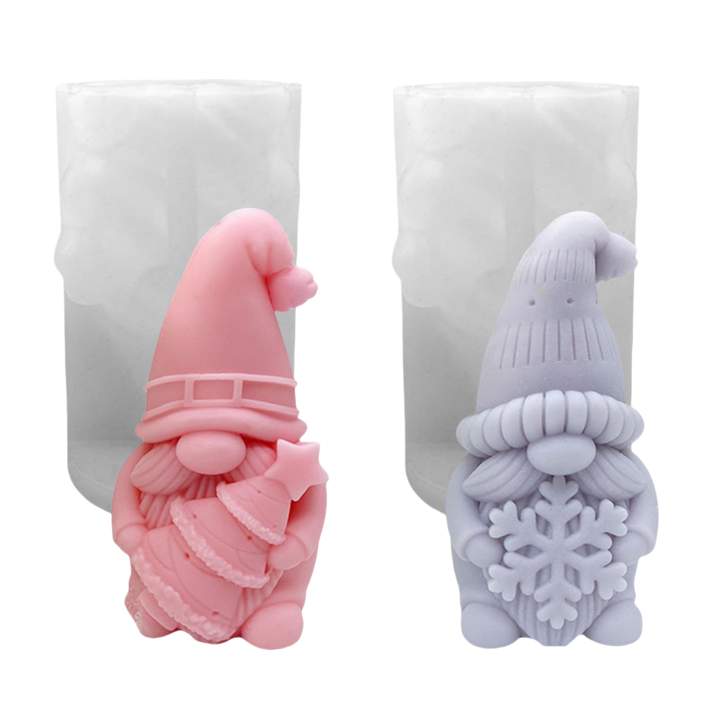 Pack of 2 Silicone Moulds Christmas Gnome 3D Silicone Moulds Casting Moulds Christmas Candle Moulds for Casting Moulds Silicone Casting Mould Gnome Plaster for Casting Moulds Silicone for Christmas