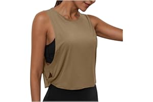 Athletic Tank Tops for Women Twist Knot Cut Out Side Slit Crop Tops Yoga Workout Loose Fit Sleeveless T-Shirts